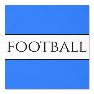 Fun FOOTBALL Text Bright Blue Black White Stripes Wallpaper