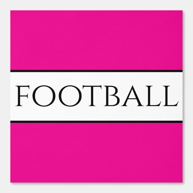 Fun FOOTBALL Text Bright Pink Black White Stripes Wallpaper (Front)