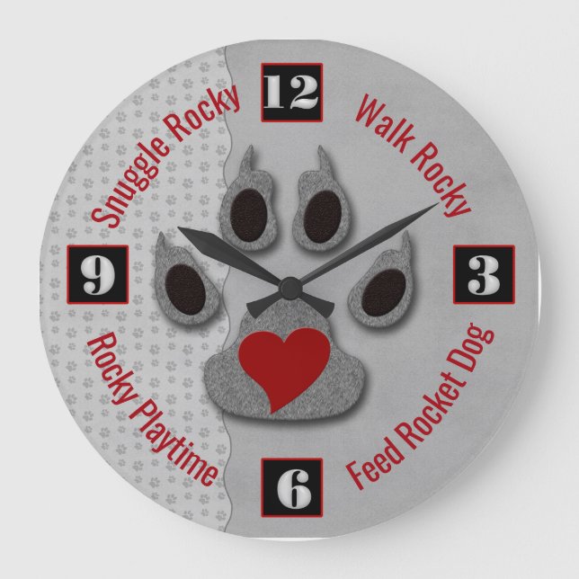 Fun for the Dog Lover's to Tell Time Large Clock (Front)