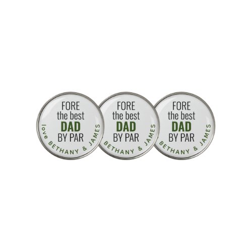 Fun Fore Best Dad By Par from Kids Name Golf Ball Marker