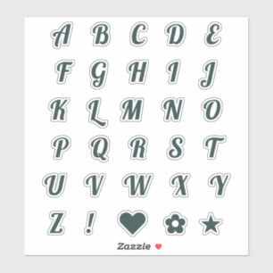 Fun Forest Green Alphabet Initial Monogram Letters Sticker
