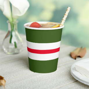 Fun Forest Green Bright Red White Racing Stripes Paper Cups