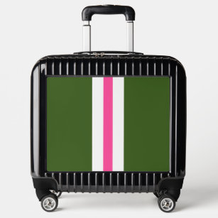 Fun Forest Green Candy Pink White Racing Stripes Luggage
