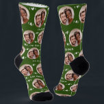 Fun Forest Green Newlyweds Photo Pattern Socks<br><div class="desc">These fun forest green newlyweds photo pattern wedding dress or casual socks feature the couple's photo and white hearts in an offset pattern and their names and wedding date! These are perfect for the groom as he walks down the aisle, as a gift for the bride, as a bridal party...</div>