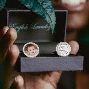 Fun Forever Daddy's Champ Red And White Boy Photo Cufflinks