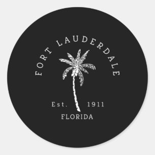 Fun Fort Lauderdale Fl Beach Novelty Palm Tree Classic Round Sticker