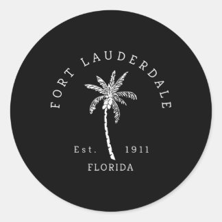 Fun Fort Lauderdale Fl Beach Novelty Palm Tree Classic Round Sticker