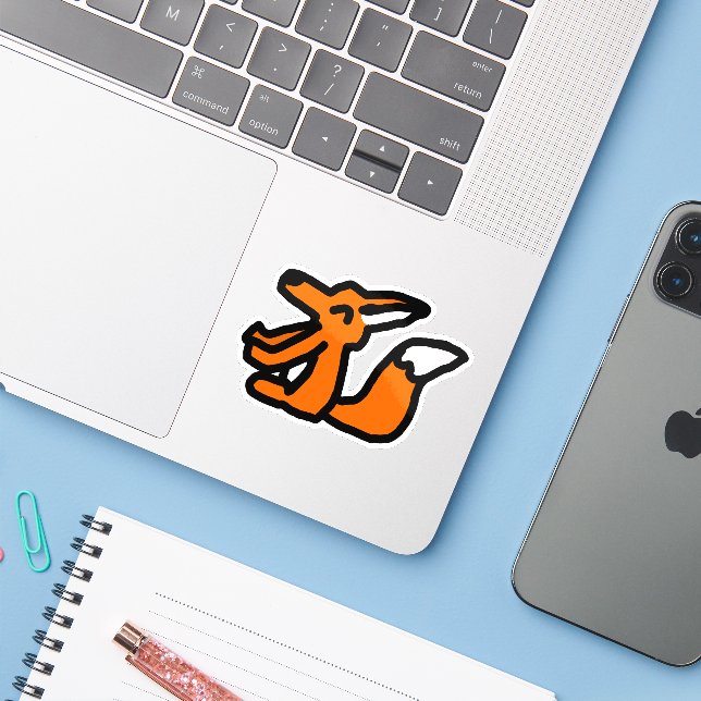 Fun Fox Drawing Sticker (Laptop w/ iPhone)