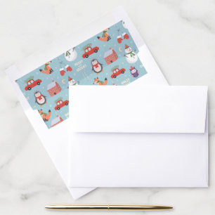 Fun Fox Snowman Penguin and Car Christmas Envelope Liner