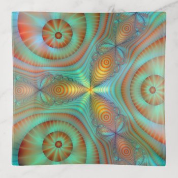 Fun Fractal Art Colorful Dramatic Design Trinket Tray by MHDesignStudio at Zazzle