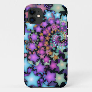 Fun Fractal Art Colorful Stars iPhone 11 Case