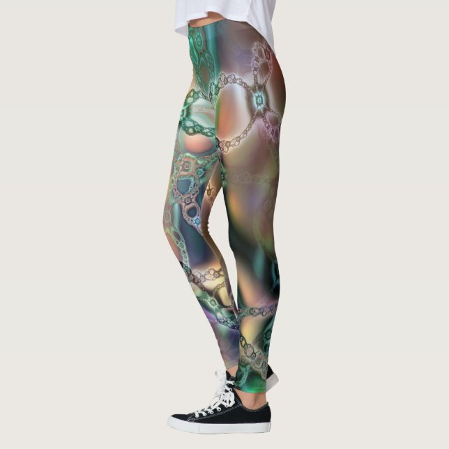 Fun Fractal Art Geometric Pattern Colorful Leggings (Left)