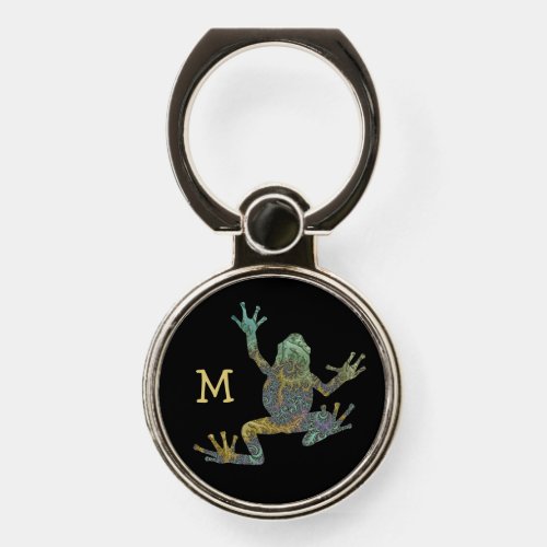 Fun Fractal Climbing Tree Frog with Monogram Phone Ring Stand