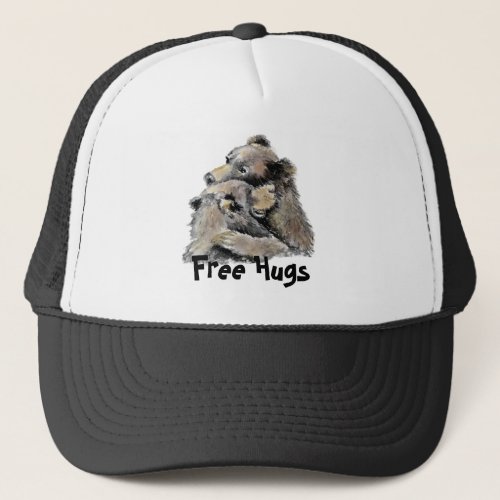 Fun Free Hugs Watercolor Bears Hugging Trucker Hat