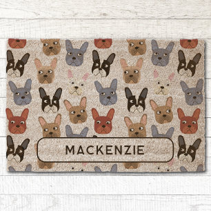 Fun French Bulldog Personalized Fiber Doormat
