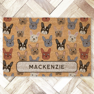 Fun French Bulldog Personalized Fiber Doormat