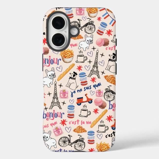 Fun Frenchie Lover's Trendy Doodle  Case-Mate iPhone Case (Back)