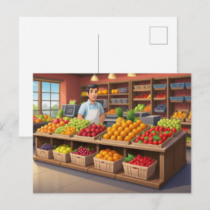 Fun fresh fruit vendors any purpose  postcard