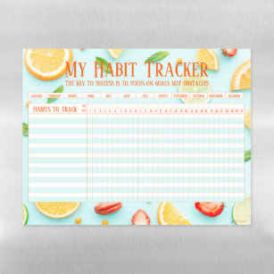 Fun Fresh Fruity new year Habit Tracker Notepad Magnetic Dry Erase Sheet
