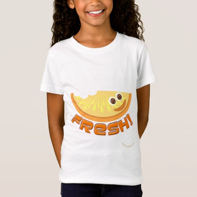 Fun Fresh Orange Slice Cartoon Design T-Shirt (Front)