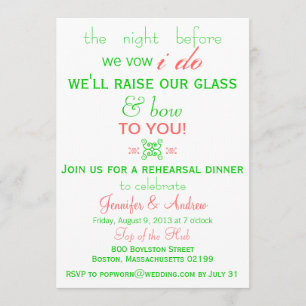 Fun, Fresh Rehearsal Dinner Invitation Mint Green