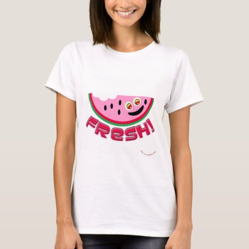 Fun Fresh Watermelon Slice Cartoon Design T_Shirt