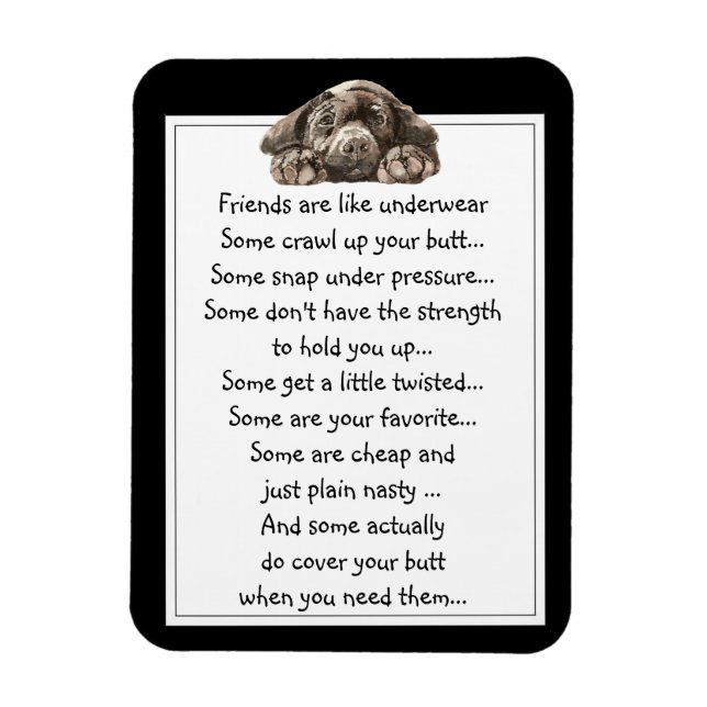 Fun Friend are like Underwear Quote with Dog Magnet (Vertical)