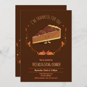 Fun Friendsgiving Pecan Pie Holiday Invitation
