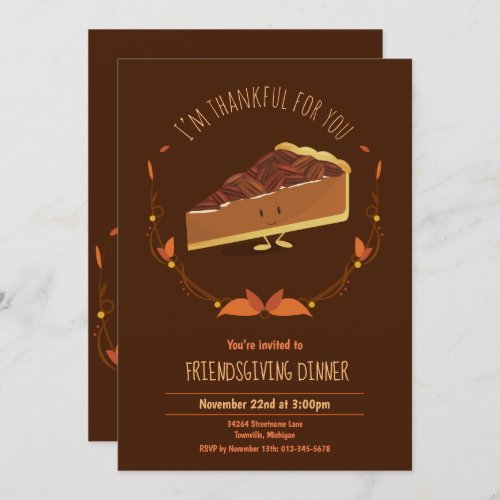 Fun Friendsgiving Pecan Pie Holiday Invitation