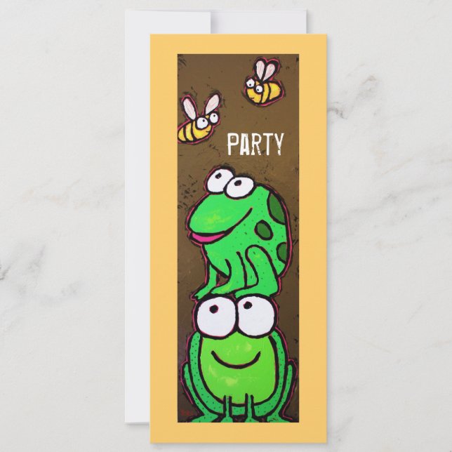 Fun frog and bee Party invitation (Front)