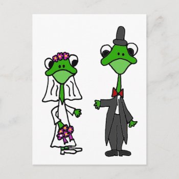 Fun Frog Bride And Groom Wedding Design Postcard by AllSmilesWeddings at Zazzle