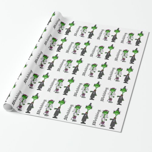 Fun Frog Bride and Groom Wedding Design Wrapping Paper
