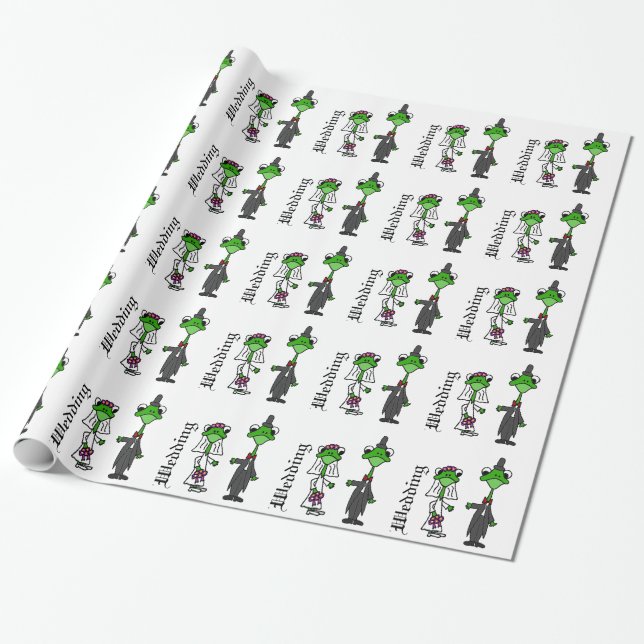 Fun Frog Bride and Groom Wedding Design Wrapping Paper (Unrolled)
