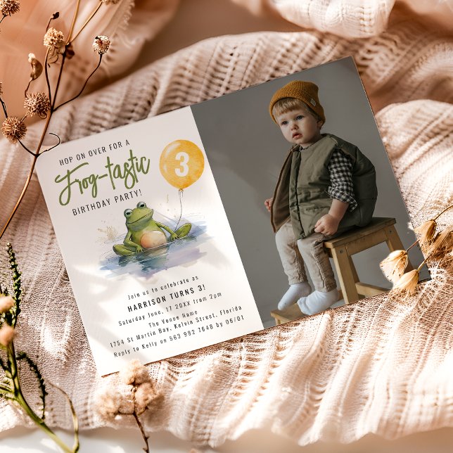 Fun Frog-tastic Photo Birthday Party Invitation (Creator Uploaded)