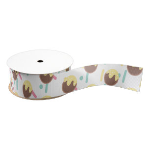 Fun Frosted Sprinkles Teal Cake Pop Donut Hole Grosgrain Ribbon