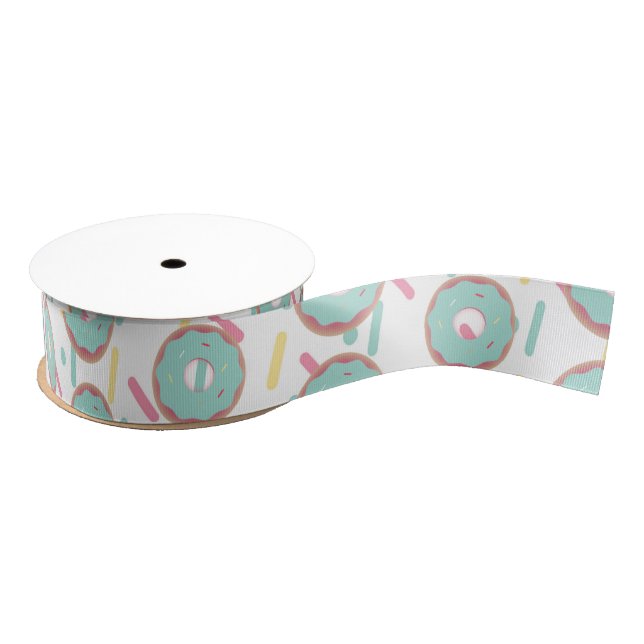 Fun Frosted Sprinkles Teal Donut Party Grosgrain Ribbon (Spool)