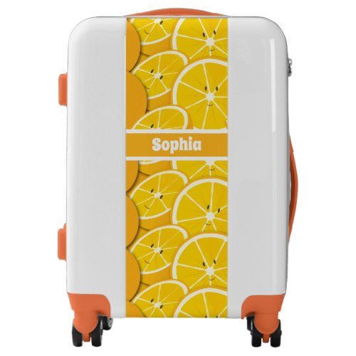 Fun Fruit Orange Kids Name Monogram Luggage