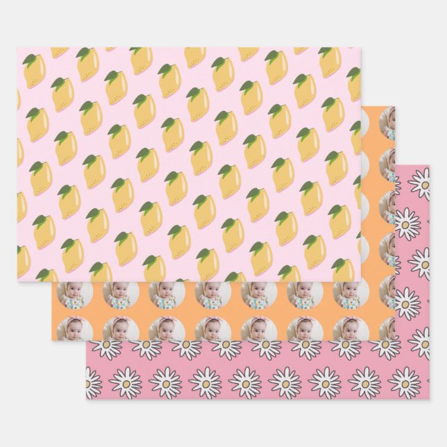 Fun Fruit Pattern Kids Birthday Wrapping Paper Sheets (Set)