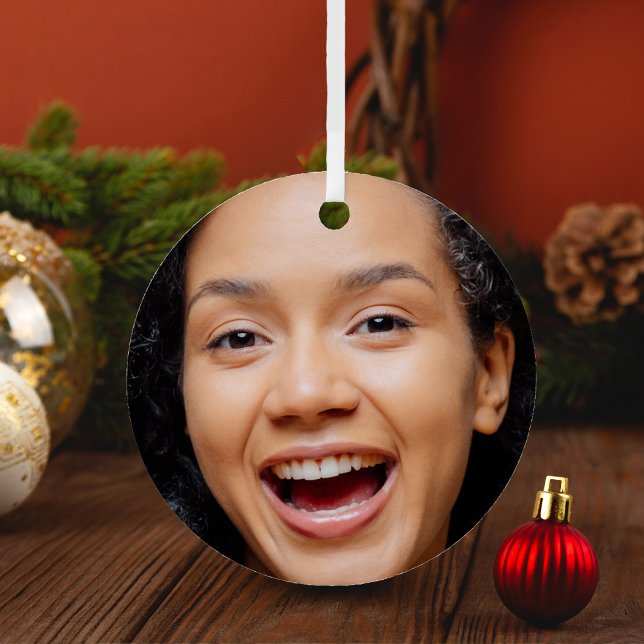 Fun Full Face Close Up Selfie Photo Christmas Metal Ornament (Fun Full Face Close Up Selfie Photo Christmas Metal Ornament)
