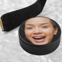 Fun Full Face Close Up Selfie Photo Hockey Puck