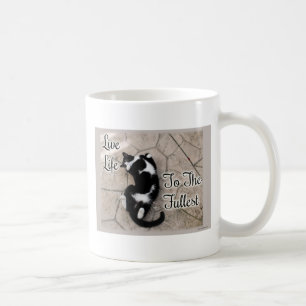 Fun Full Life Motivational Cat Photo Quote Coffee Mug