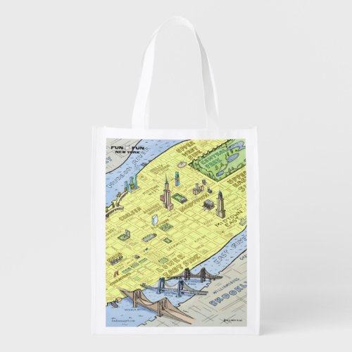 Fun Fun NYC Map Reusable Grocery Bag