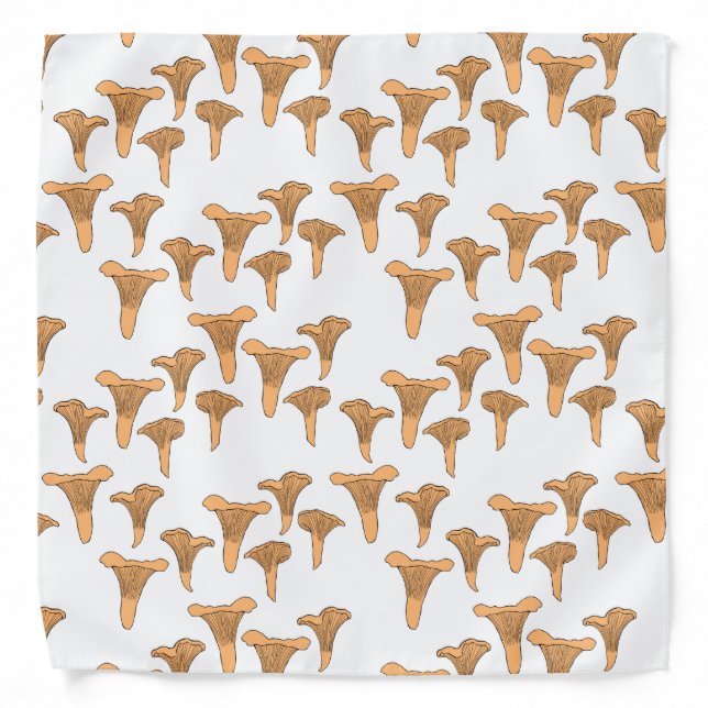 Fun Fungi Chanterelle Mushroom Foraging Pattern Bandana (Front)