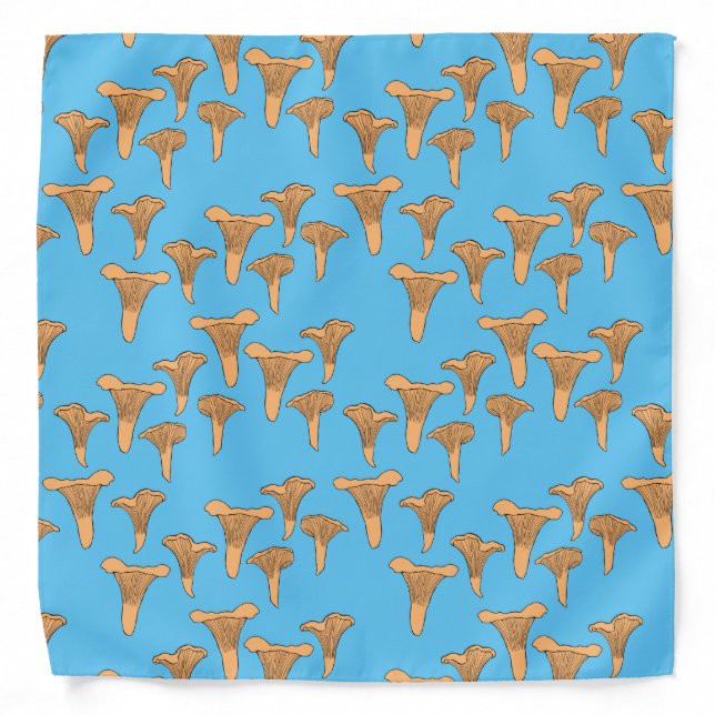 Fun Fungi Chanterelle Mushroom Foraging Pattern Bandana (Front)