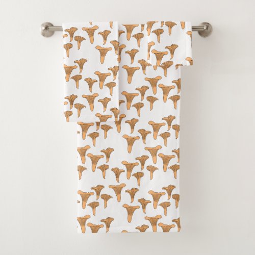 Fun Fungi Chanterelle Mushrooms Pattern  Bath Towel Set