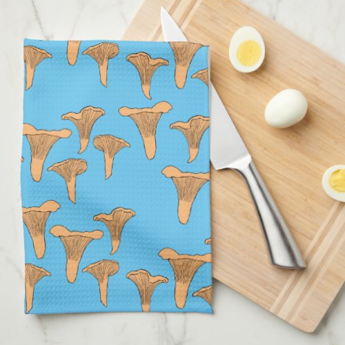 Fun Fungi Chanterelle Mushrooms Pattern Kitchen Towel