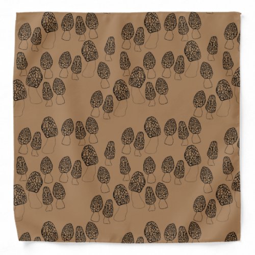 Fun Fungi Morel Mushroom Foraging Pattern  Bandana