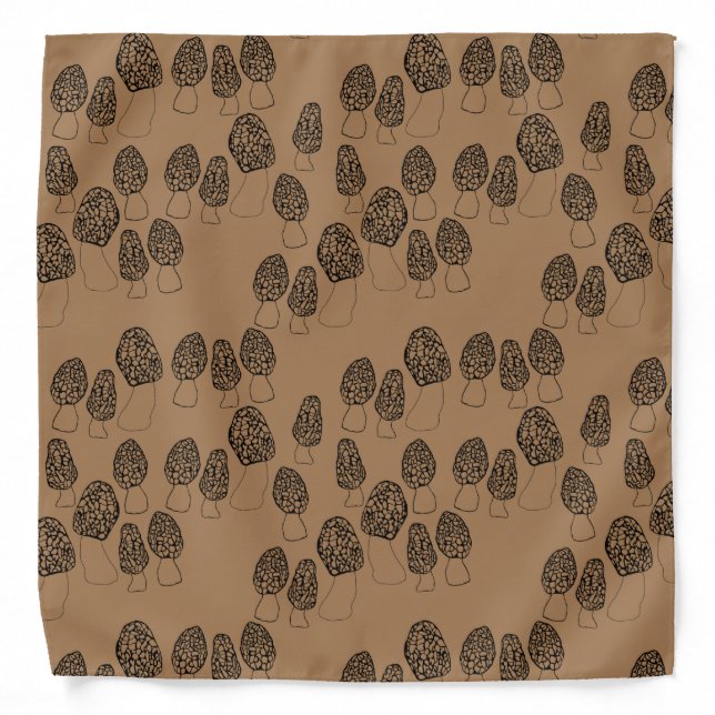 Fun Fungi Morel Mushroom Foraging Pattern  Bandana (Front)