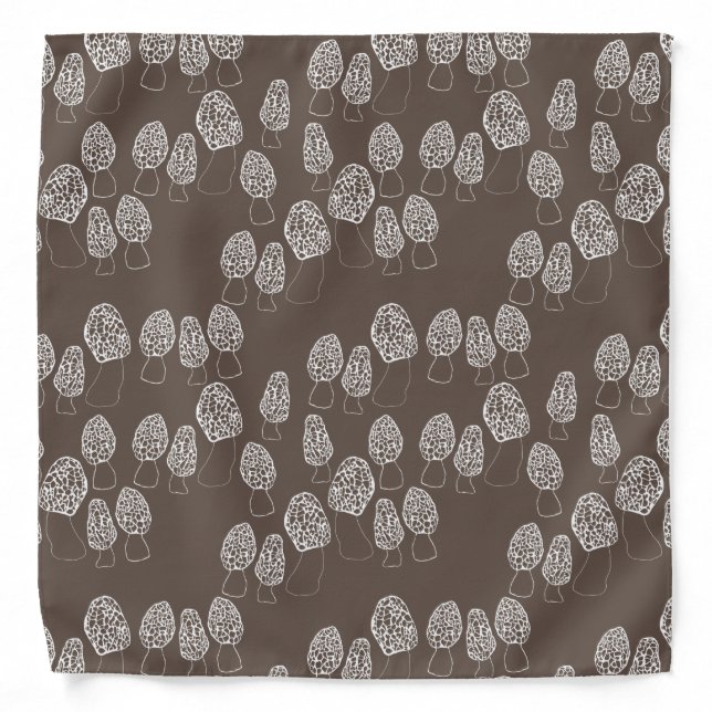 Fun Fungi Morel Mushroom Foraging Pattern Bandana (Front)
