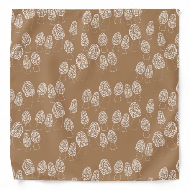 Fun Fungi Morel Mushroom Foraging Pattern Bandana (Front)